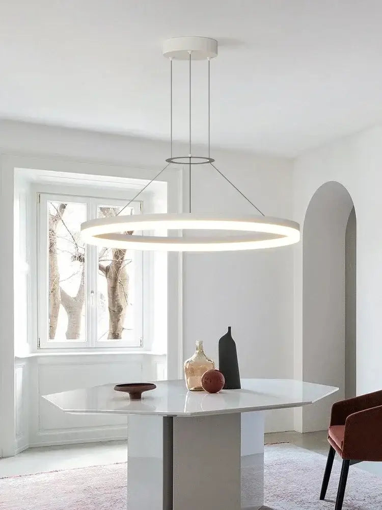 DecorBites™ Black Ring LED Pendant Chandelier for Living Room, Bedroom, Kitchen - Modern Minimalist Lighting