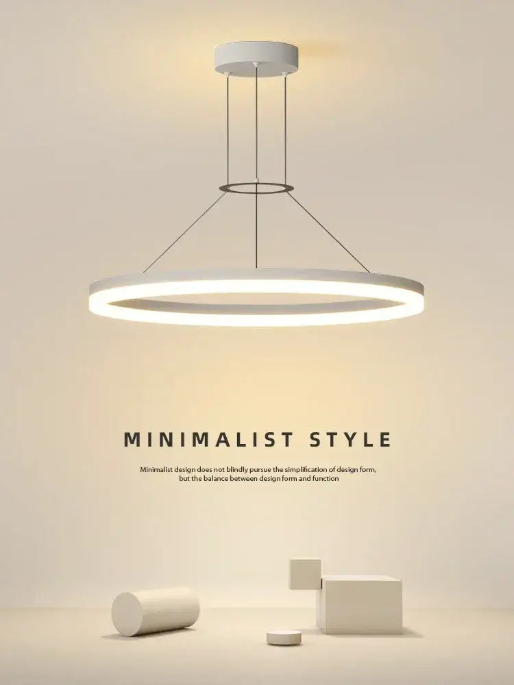 DecorBites™ Black Ring LED Pendant Chandelier for Living Room, Bedroom, Kitchen - Modern Minimalist Lighting