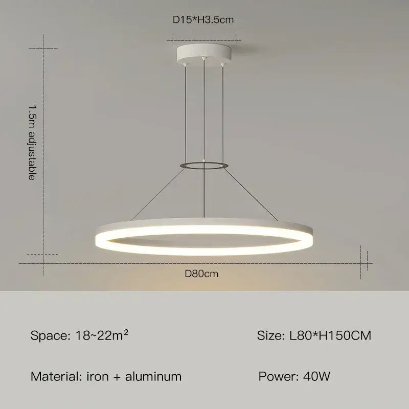 DecorBites™ Black Ring LED Pendant Chandelier for Living Room, Bedroom, Kitchen - Modern Minimalist Lighting