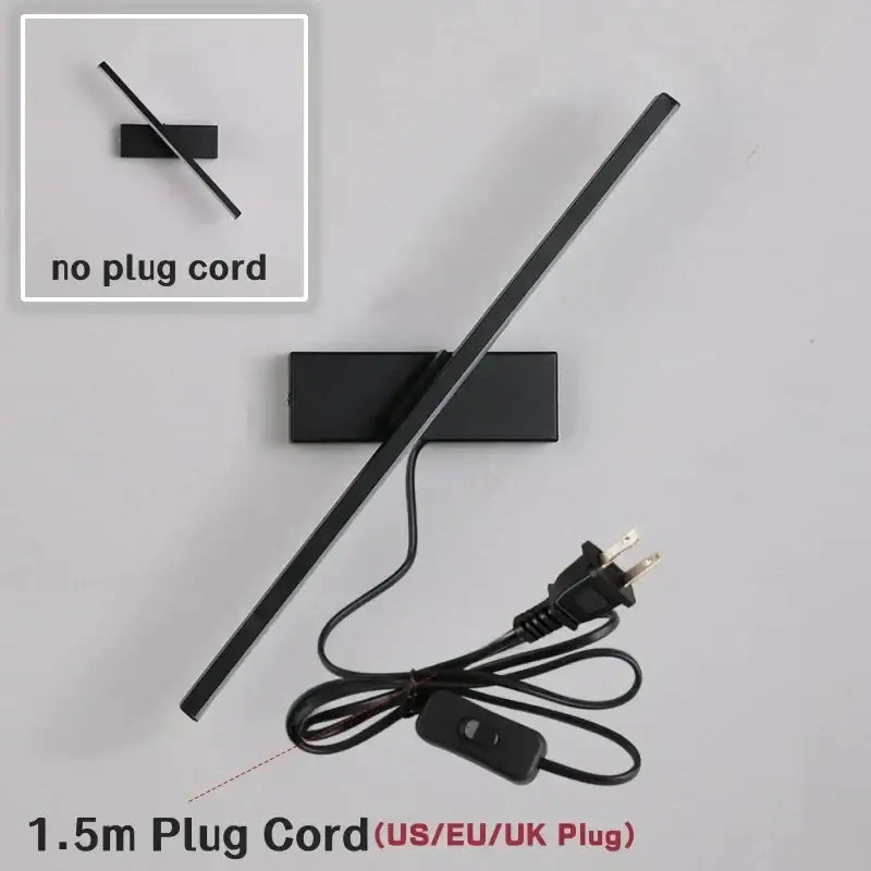 Modern black rotatable led wall sconce bedroom light fixture
