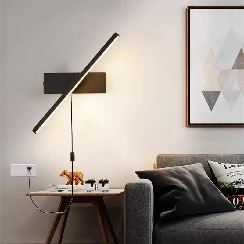 Modern black rotatable led wall sconce bedroom light fixture