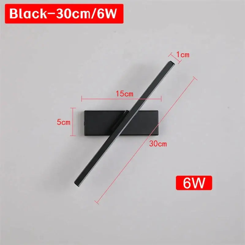 Modern black rotatable led wall sconce bedroom light fixture