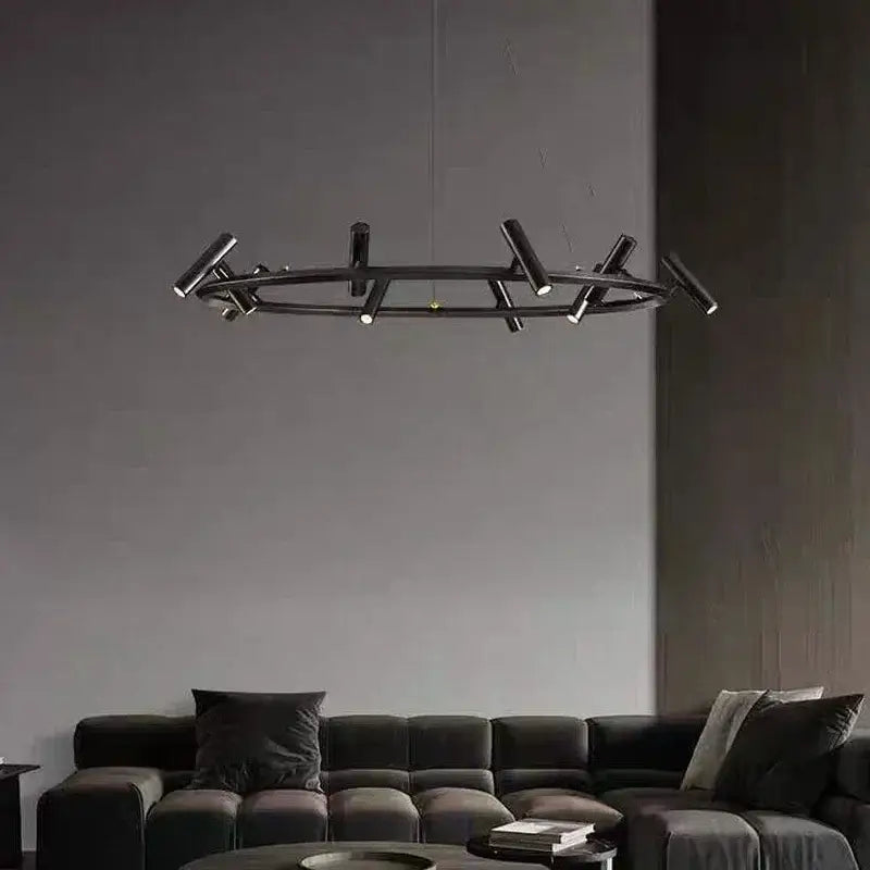 DecorBites™ Black Round Ring Ceiling Chandelier Pendant SpotLight for Living Dining Room