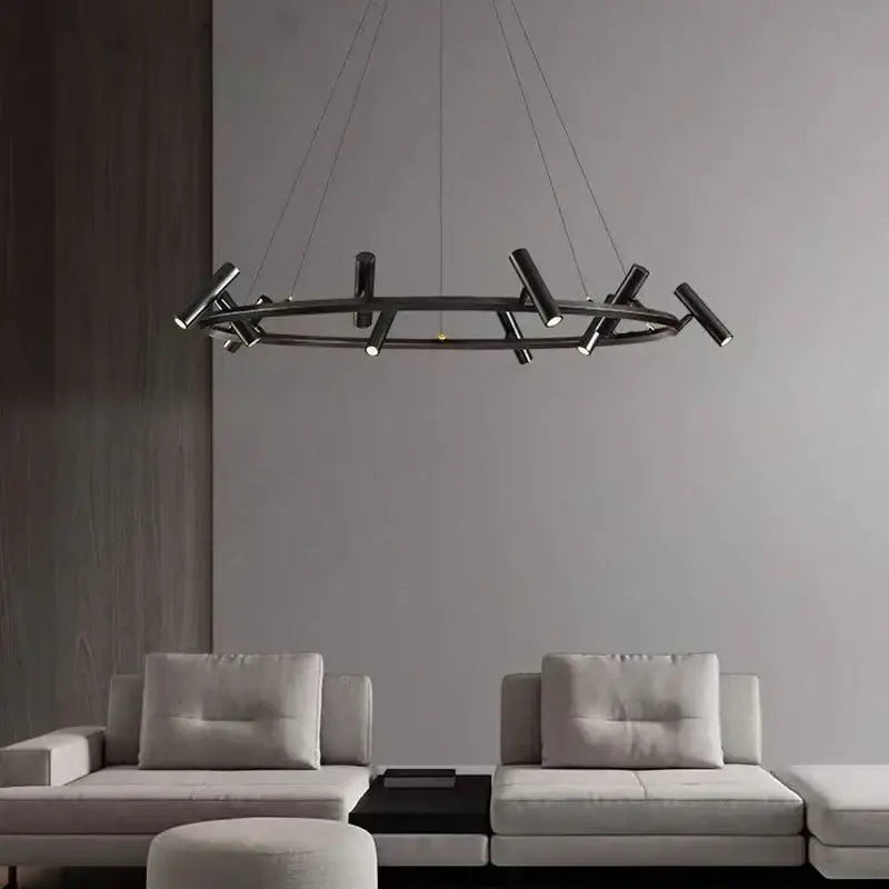 DecorBites™ Black Round Ring Ceiling Chandelier Pendant SpotLight for Living Dining Room