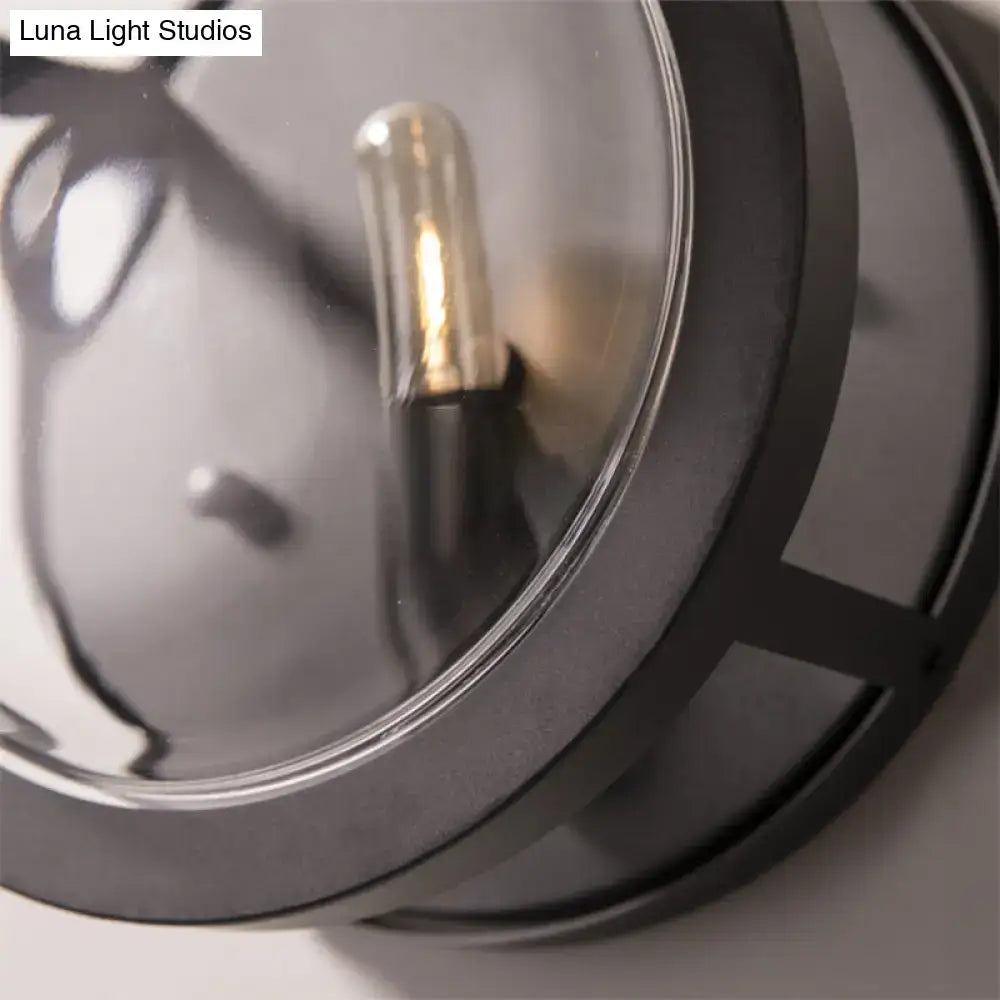 Modern black round wall sconce with e12 bulb for hallway
