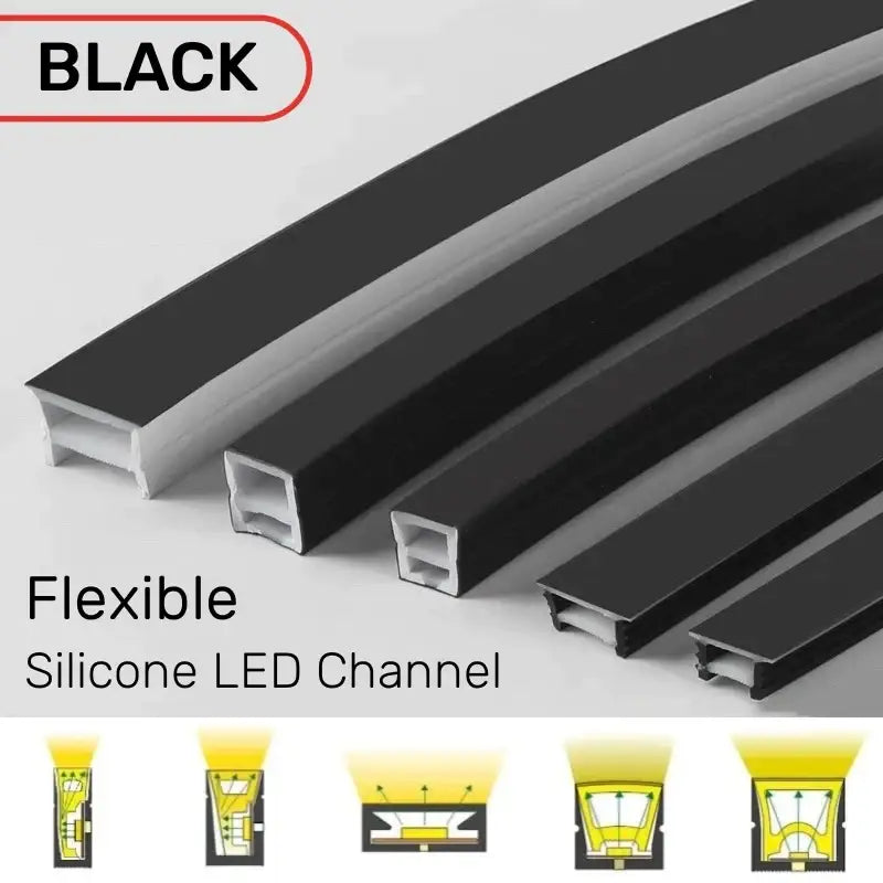 DecorBites™ Black Silicone Tube LED Neon Light for Outdoor Flexible Strip Lights