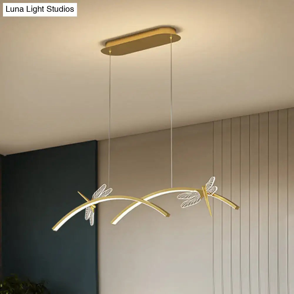 Modern black & silver dragonfly curve linear led – dining room light