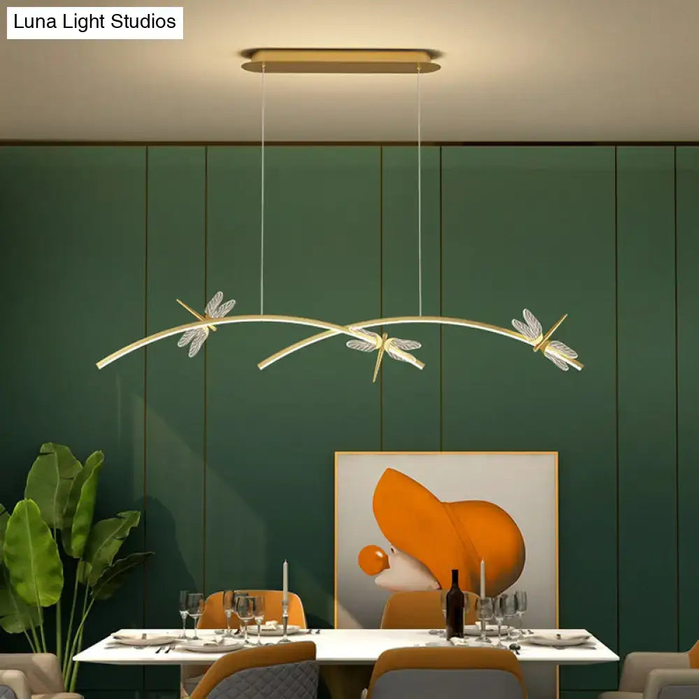 Modern black & silver dragonfly curve linear led – dining room light