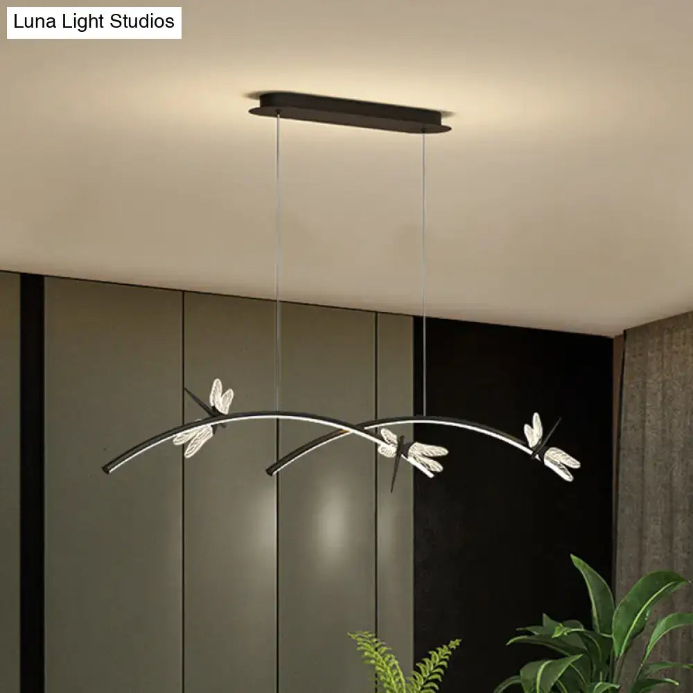 Modern black & silver dragonfly curve linear led – dining room light