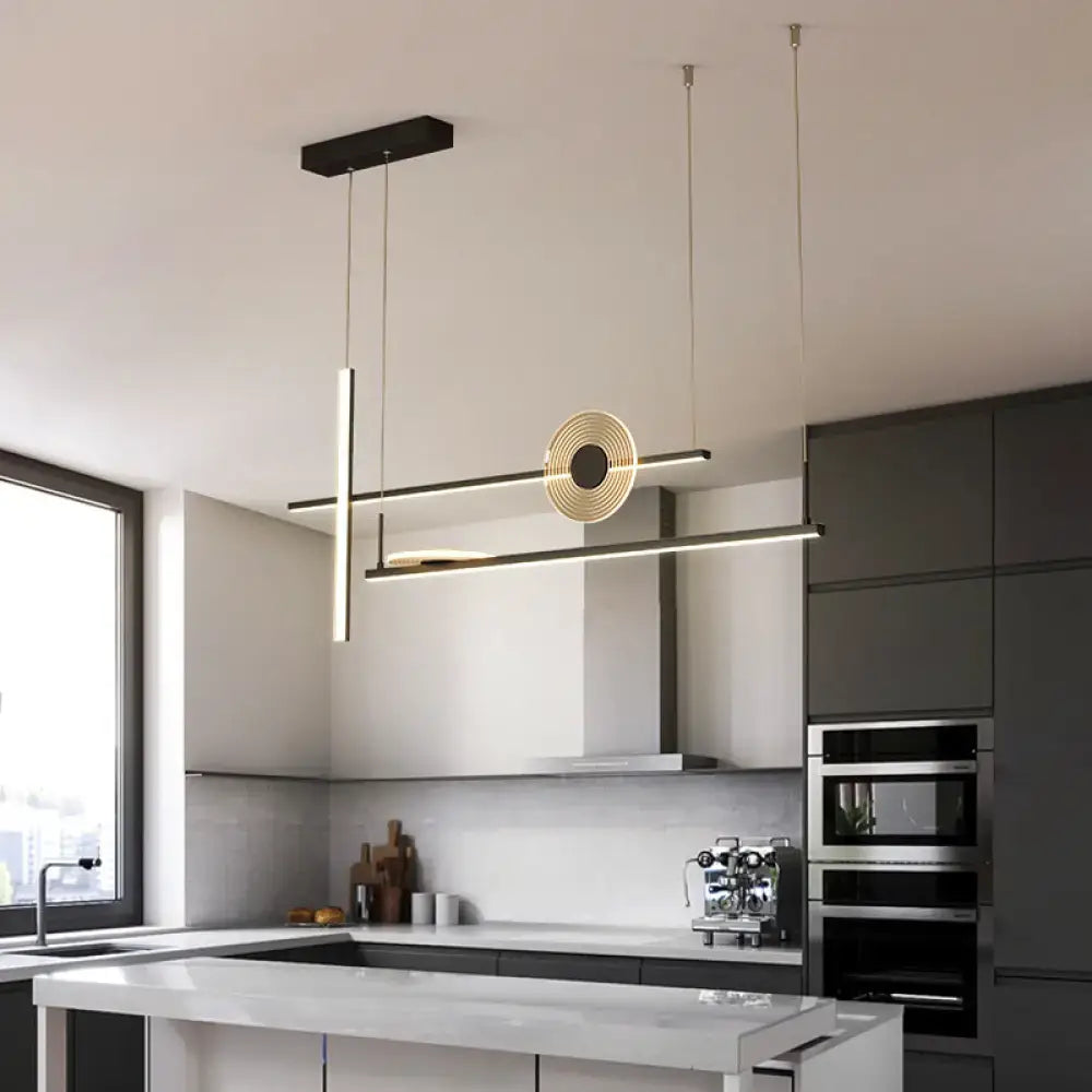 DecorBites™ Contemporary LED Bar Pendant Light Fixture - Stylish Acrylic Island Chandelier for Dining Room