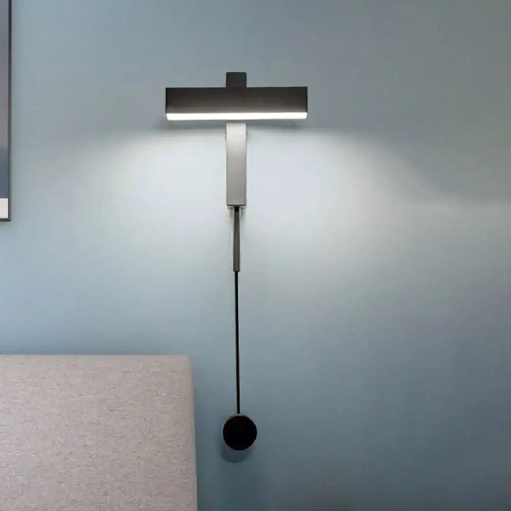 Modern black & silver led wall lamp with adjustable arm bedroom