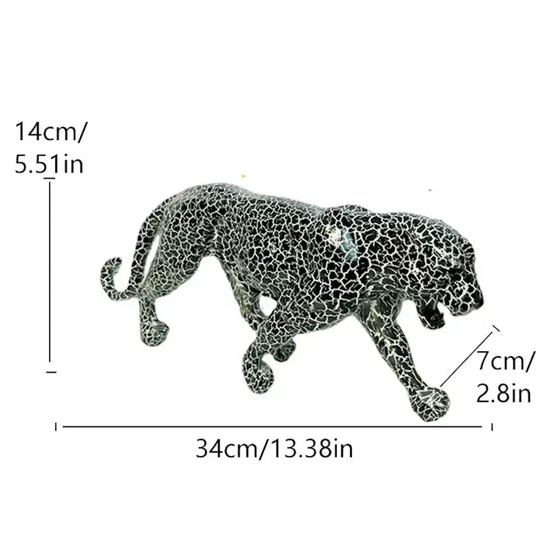 Modern black & silver mosaic leopard panther – living room sculpture