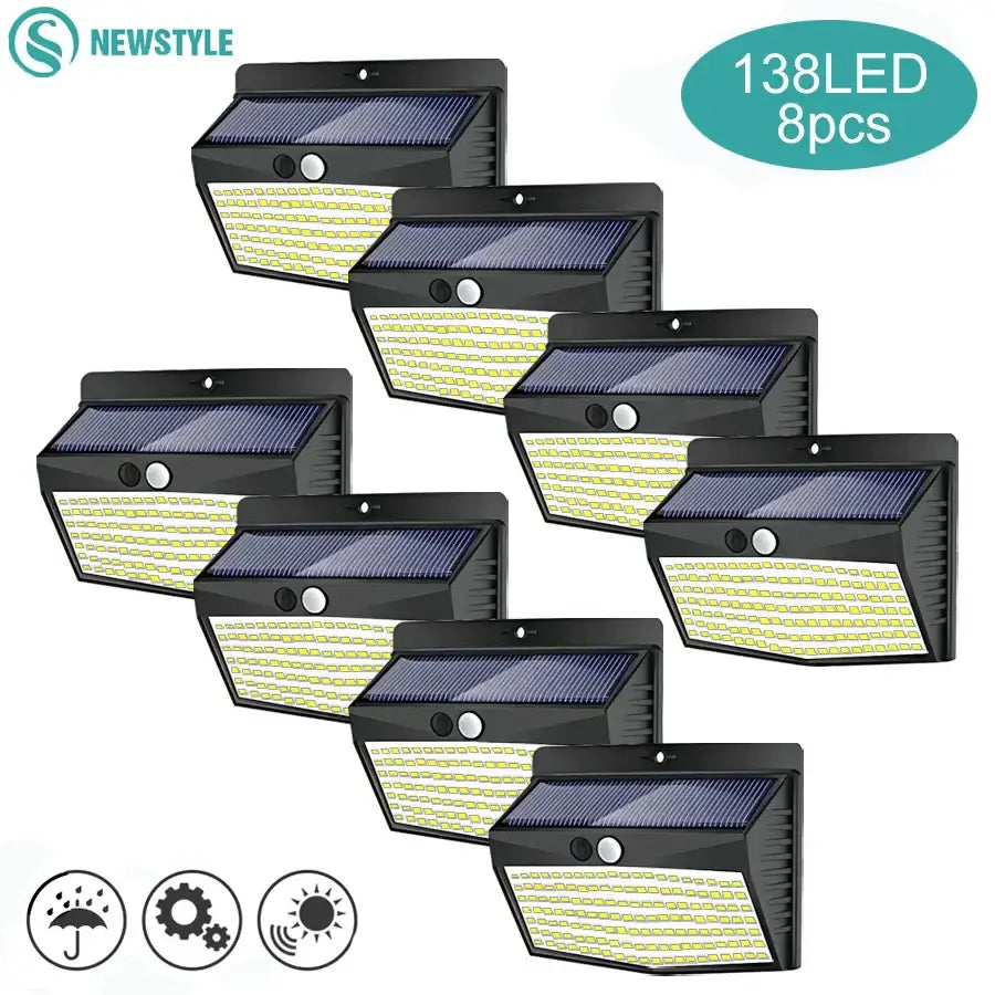 Modern black solar wall lamp outdoor motion sensor security light