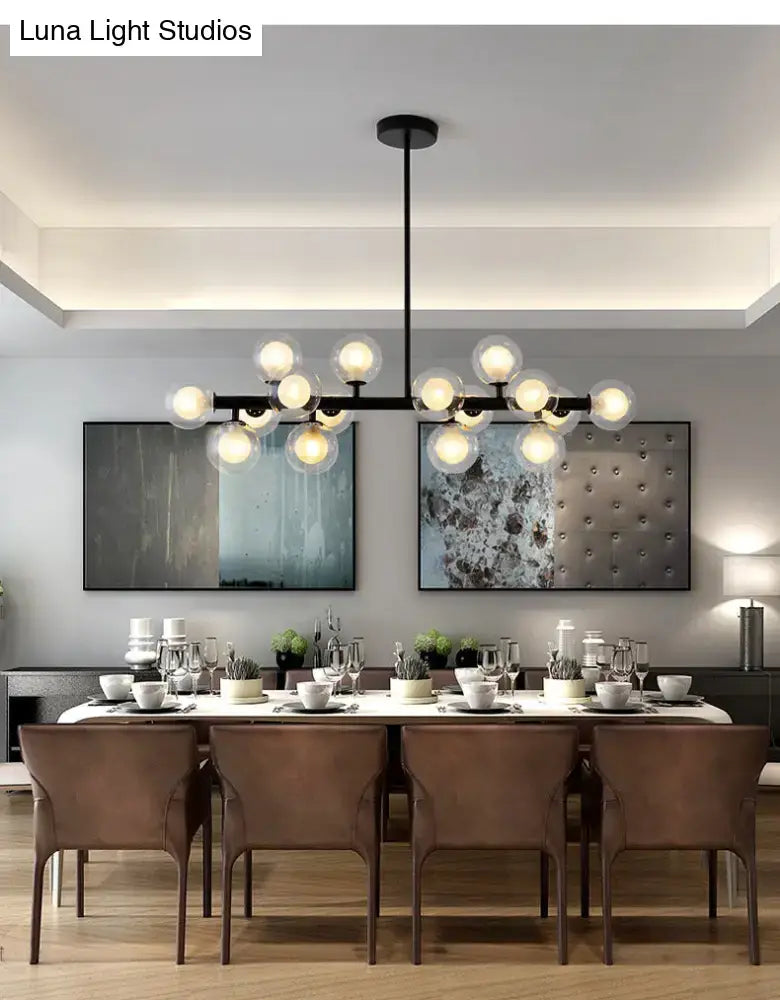 Modern black spherical glass ceiling light dining room chandelier