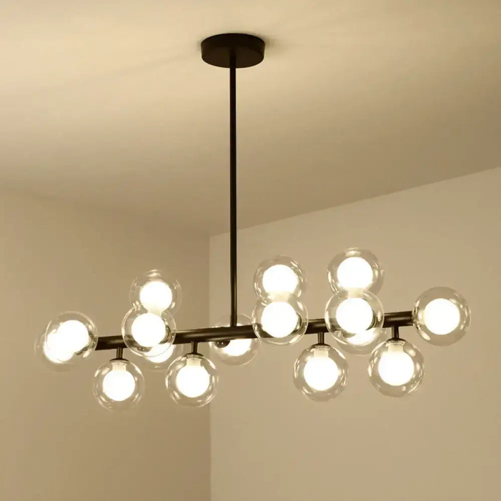 Modern black spherical glass ceiling light dining room chandelier