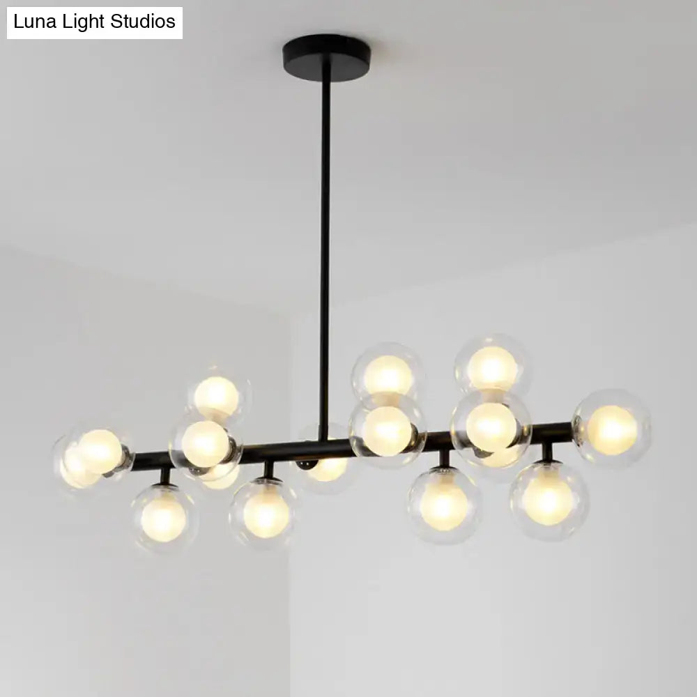 Modern black spherical glass ceiling light dining room chandelier