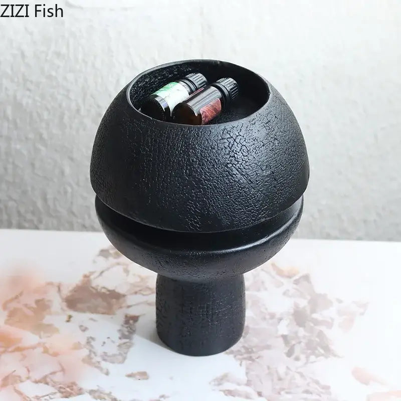 Modern black spherical resin sculpture living room abstract art ornament