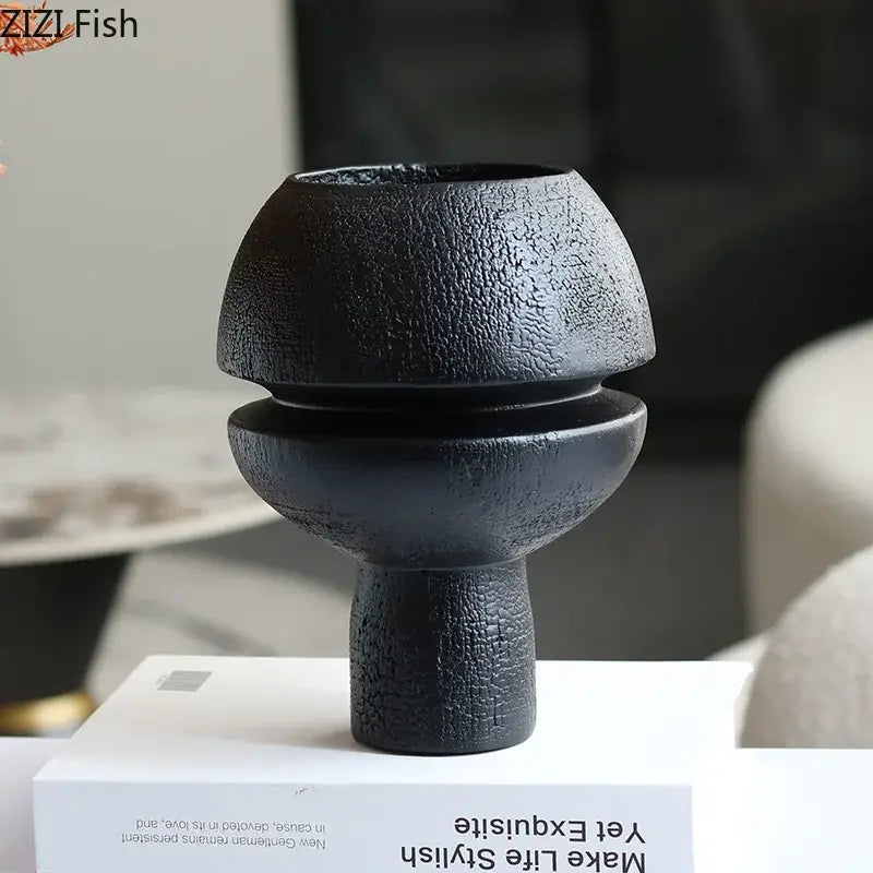 Modern black spherical resin sculpture living room abstract art ornament