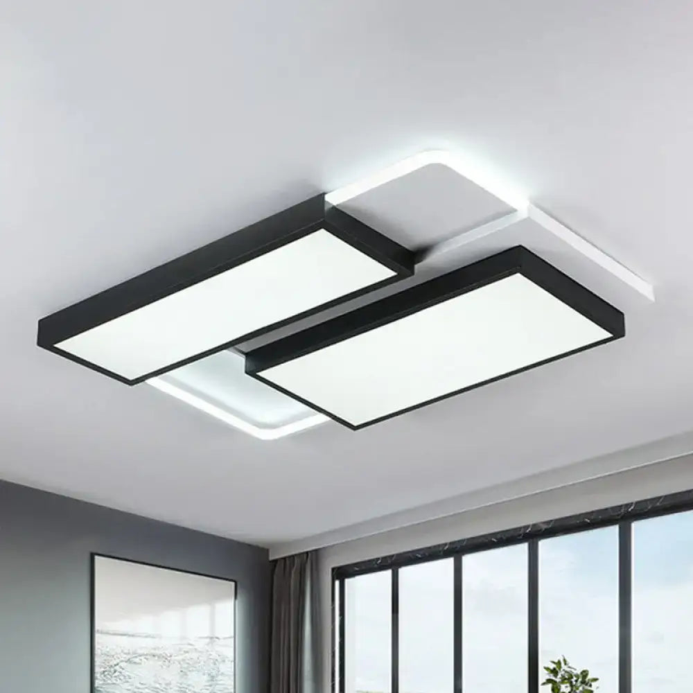 Modern black splicing led flush ceiling light for living room