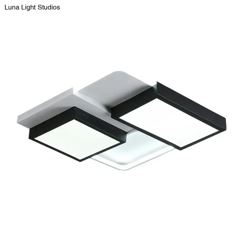 Modern black splicing led flush ceiling light for living room
