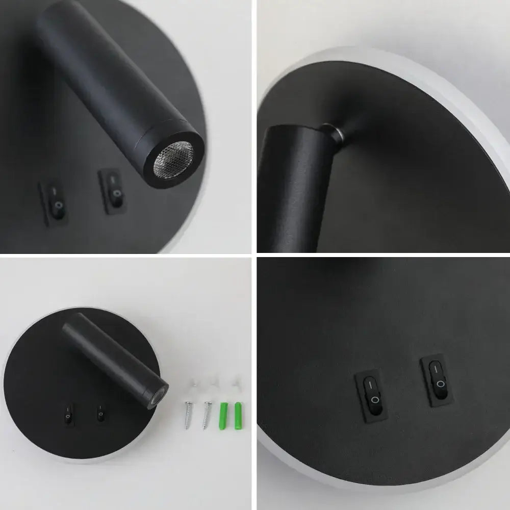 Modern black square led wall lamp bedroom reading light