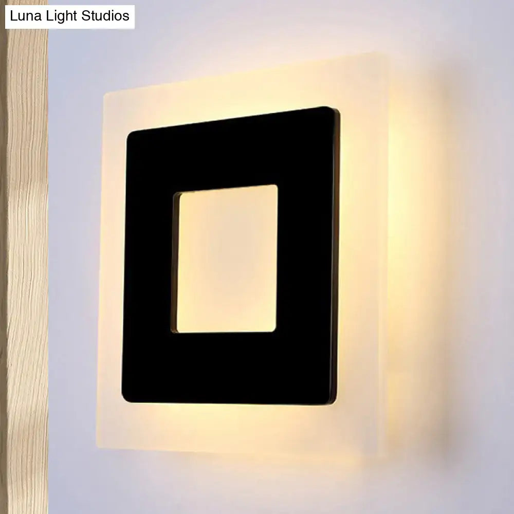 Modern black square sconce light bedroom warm light