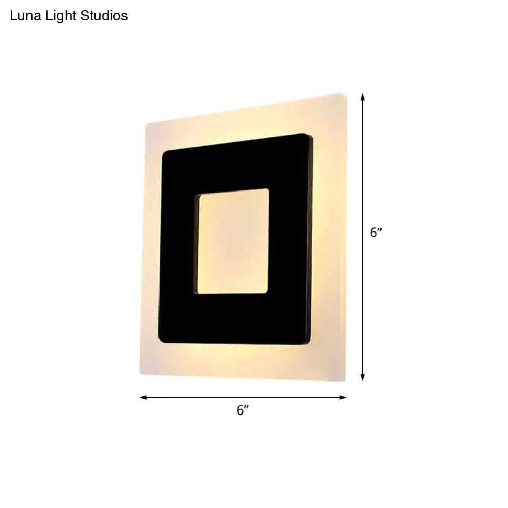 Modern black square sconce light bedroom warm light