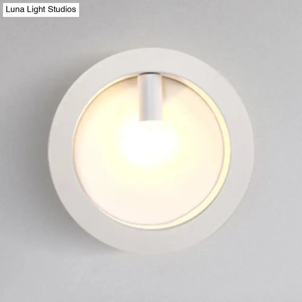 DecorBites™ Contemporary Metal Wall Sconce Lamp with Squared/Rounded Shade - 1-Light Bathroom Lighting in Black/White