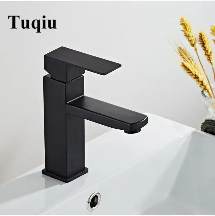 Modern black stainless steel basin faucet bathroom sink mixer
