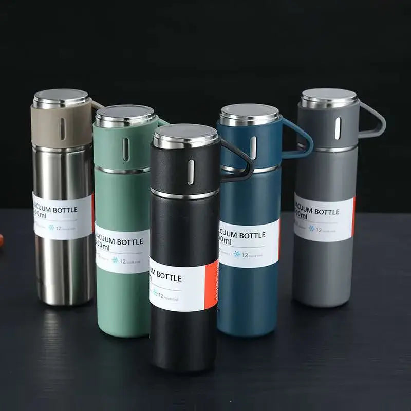 Modern black stainless steel insulated water bottle gift set kitchen
