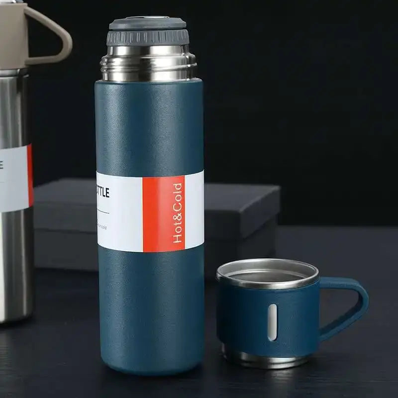 Modern black stainless steel insulated water bottle gift set kitchen