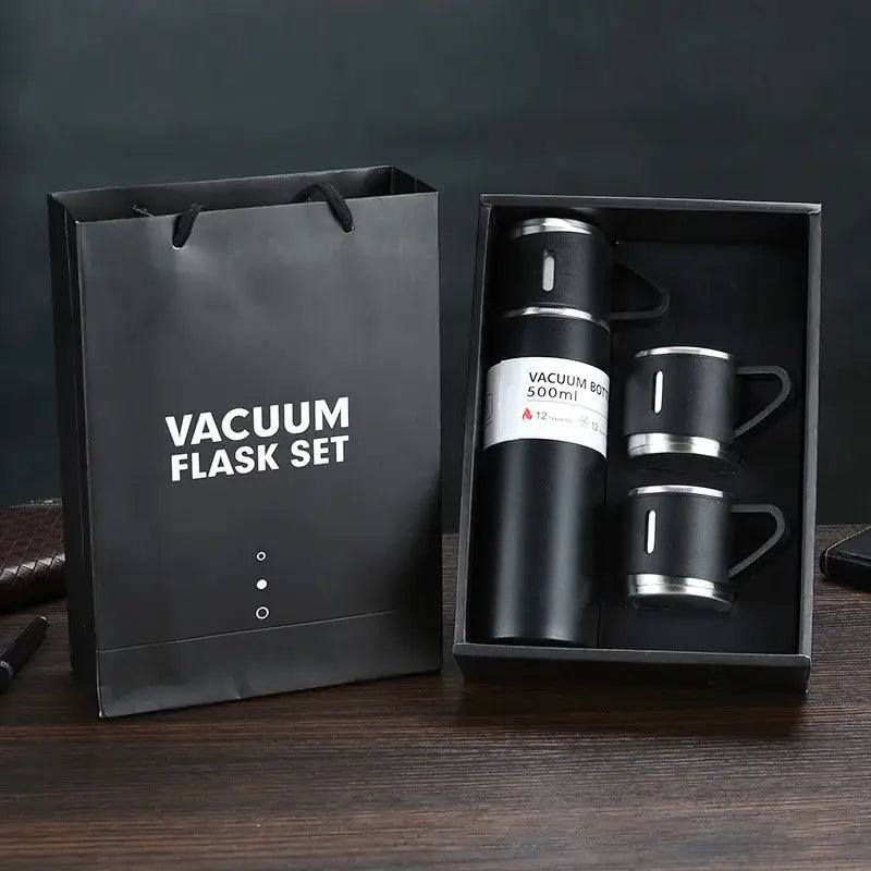 Modern black stainless steel insulated water bottle gift set kitchen
