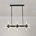 Modern black starburst linear acrylic shade chandelier dining room