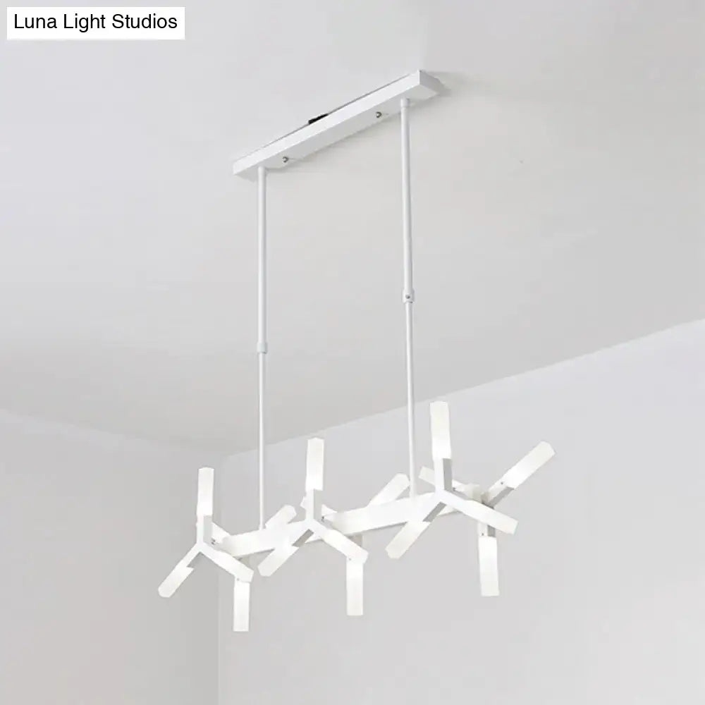 Modern black starburst linear acrylic shade chandelier dining room