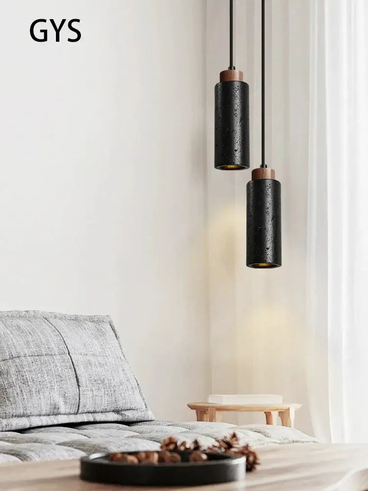 Modern black stone bedside chandelier bedroom pendant light