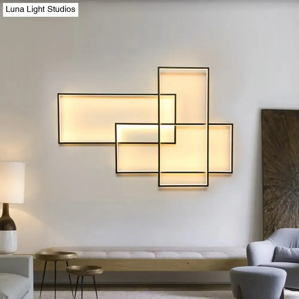 Modern black traverse wall light – living room warm white sconce
