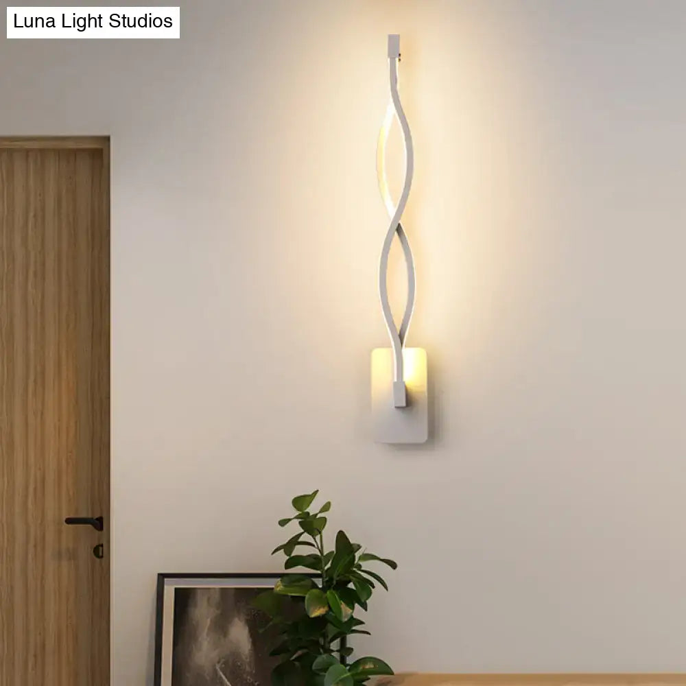 Modern black twisted led stairway sconce warm white light bedroom