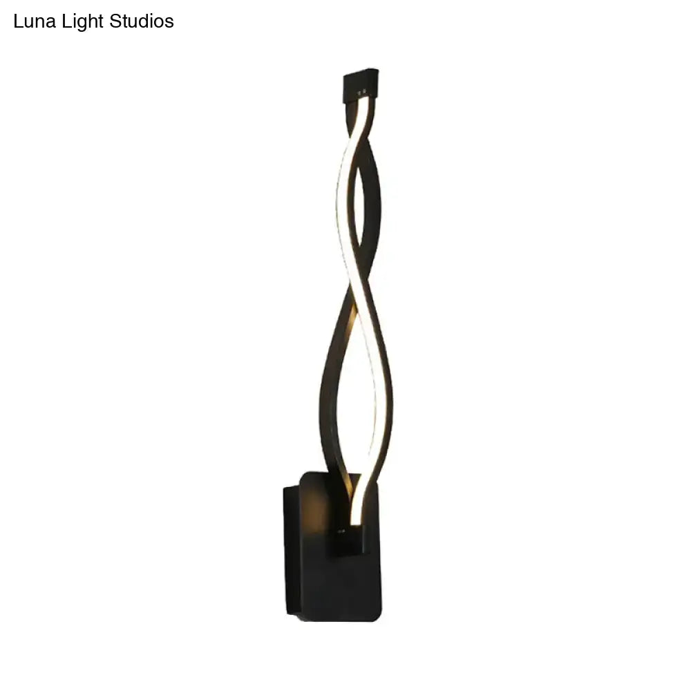 Modern black twisted led stairway sconce warm white light bedroom