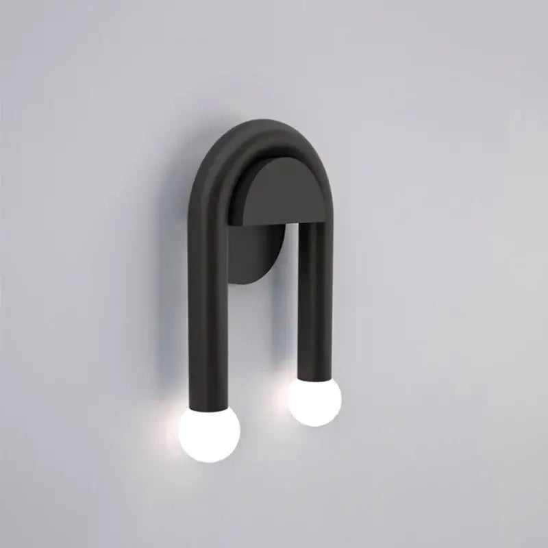 Modern black u-shape led wall lamp bedroom sconce with spherical bulbs