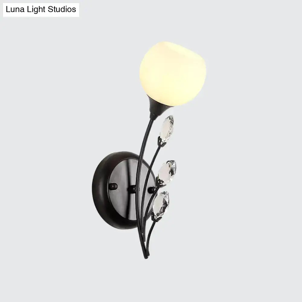 Modern black wall sconce light with frosted glass – living room lamp