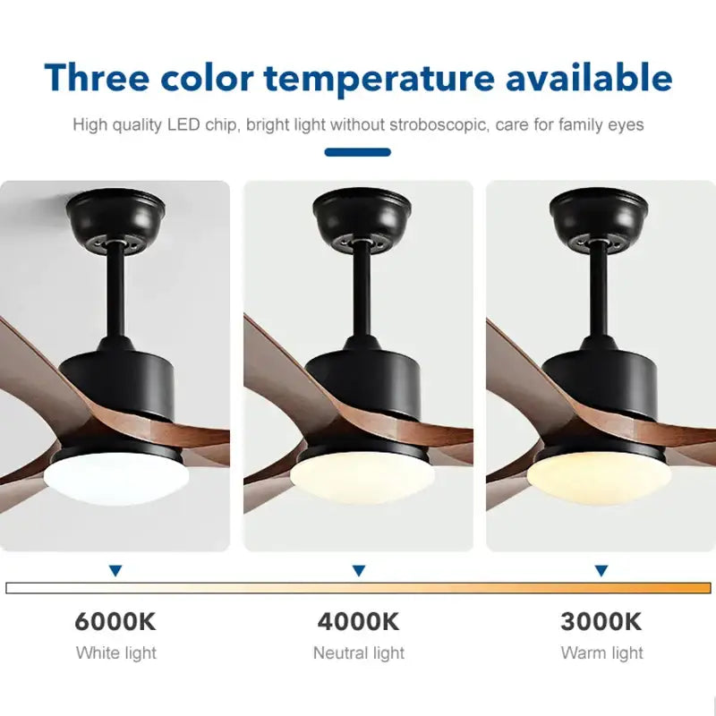 Modern black walnut ceiling fan with led light and remote control bedroom
