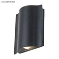 Modern black wavy metal shade wall light – patio warm white light