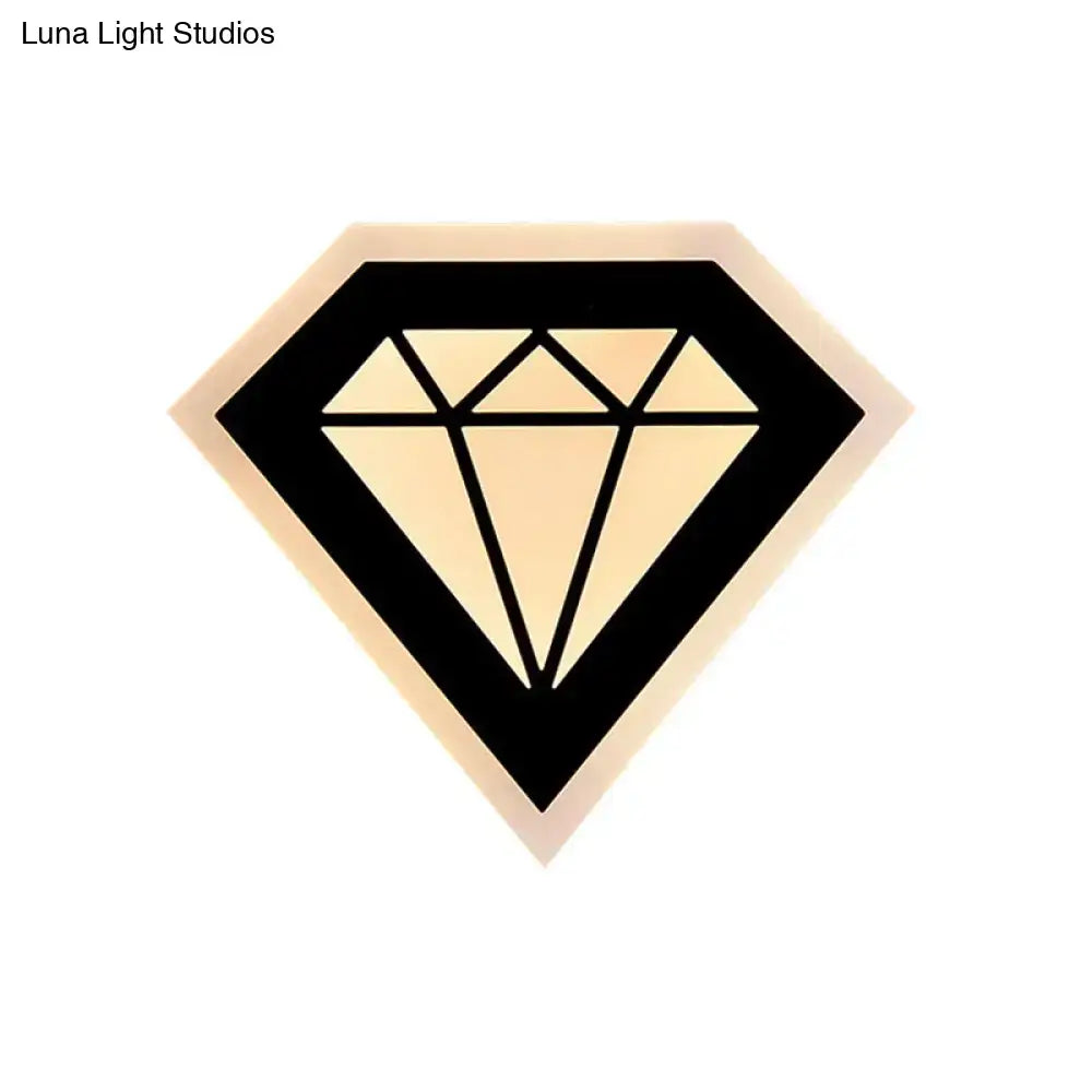 DecorBites™ Contemporary LED Acrylic Diamond Bedside Wall Lamp in Warm/White Light - Black/White Sconce Light Fixture
