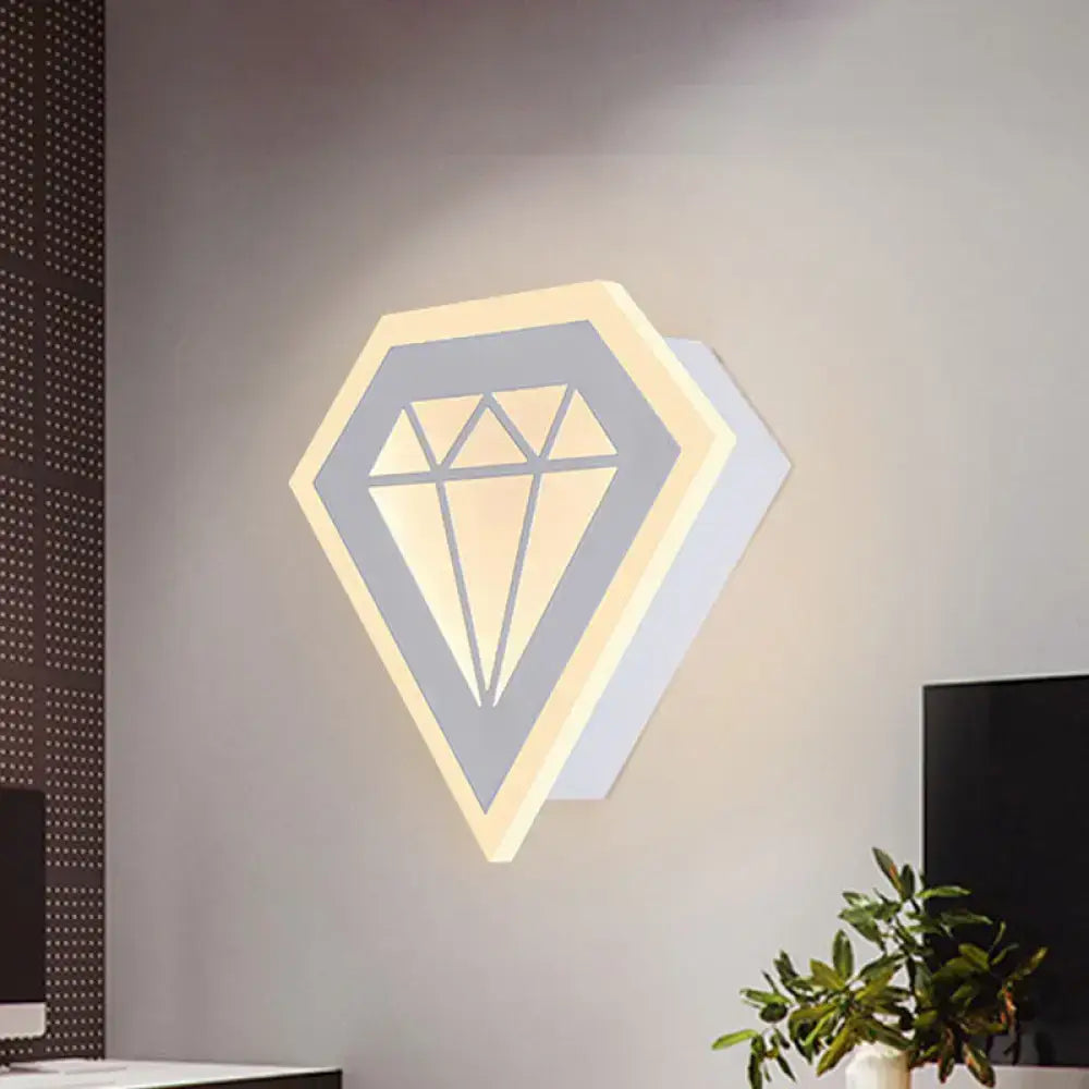 DecorBites™ Contemporary LED Acrylic Diamond Bedside Wall Lamp in Warm/White Light - Black/White Sconce Light Fixture
