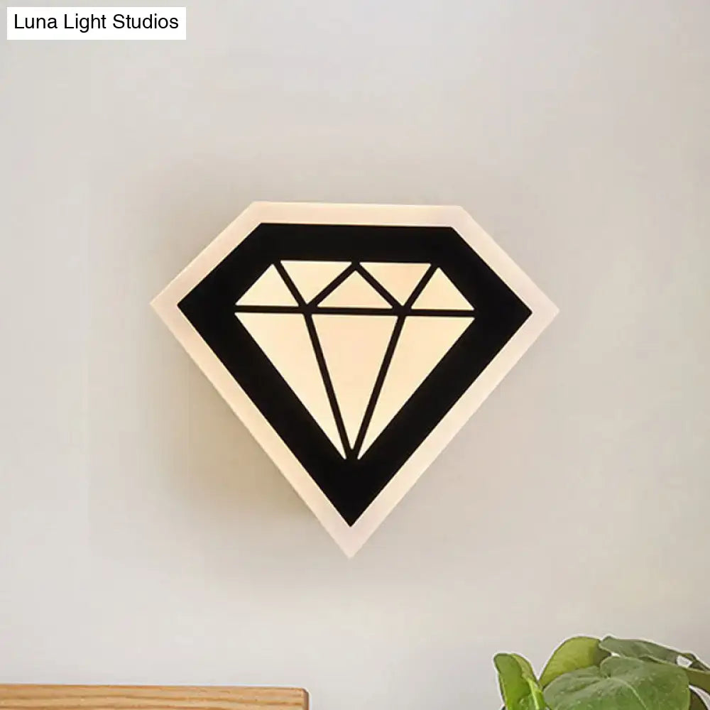 DecorBites™ Contemporary LED Acrylic Diamond Bedside Wall Lamp in Warm/White Light - Black/White Sconce Light Fixture
