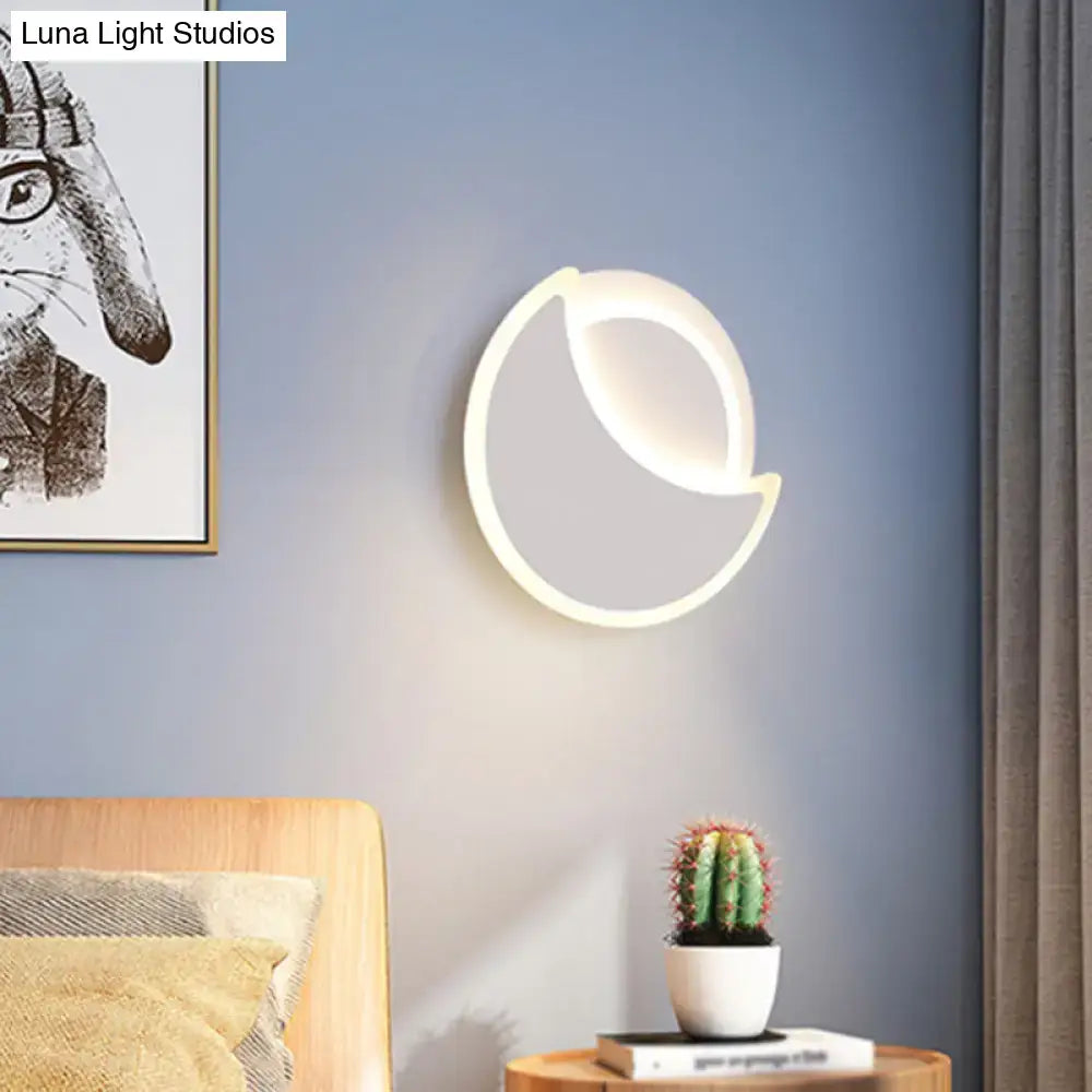 Modern black & white acrylic eclipse wall sconce bedroom light