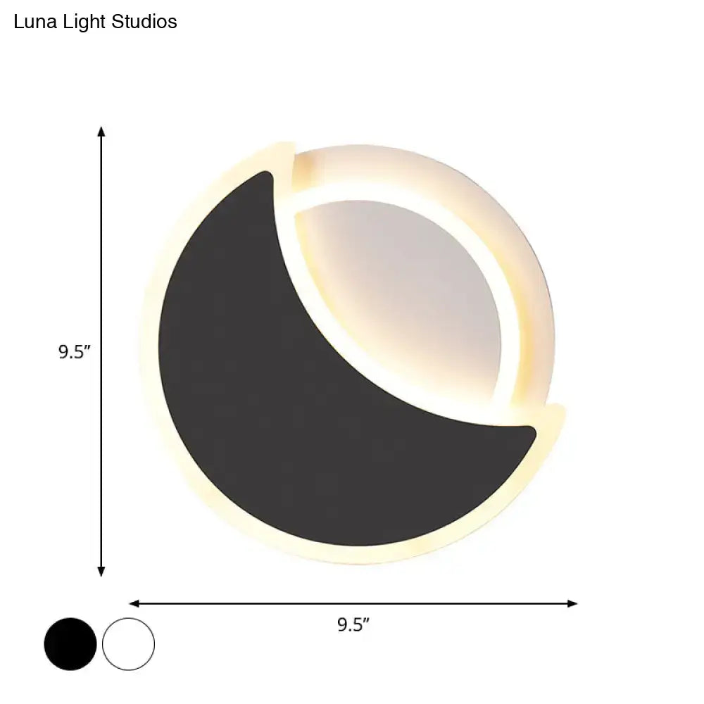 Modern black & white acrylic eclipse wall sconce bedroom light