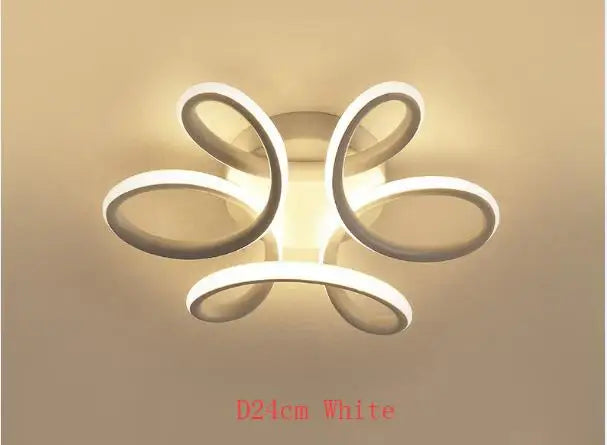 Modern black & white acrylic led ceiling light bedroom swirl design