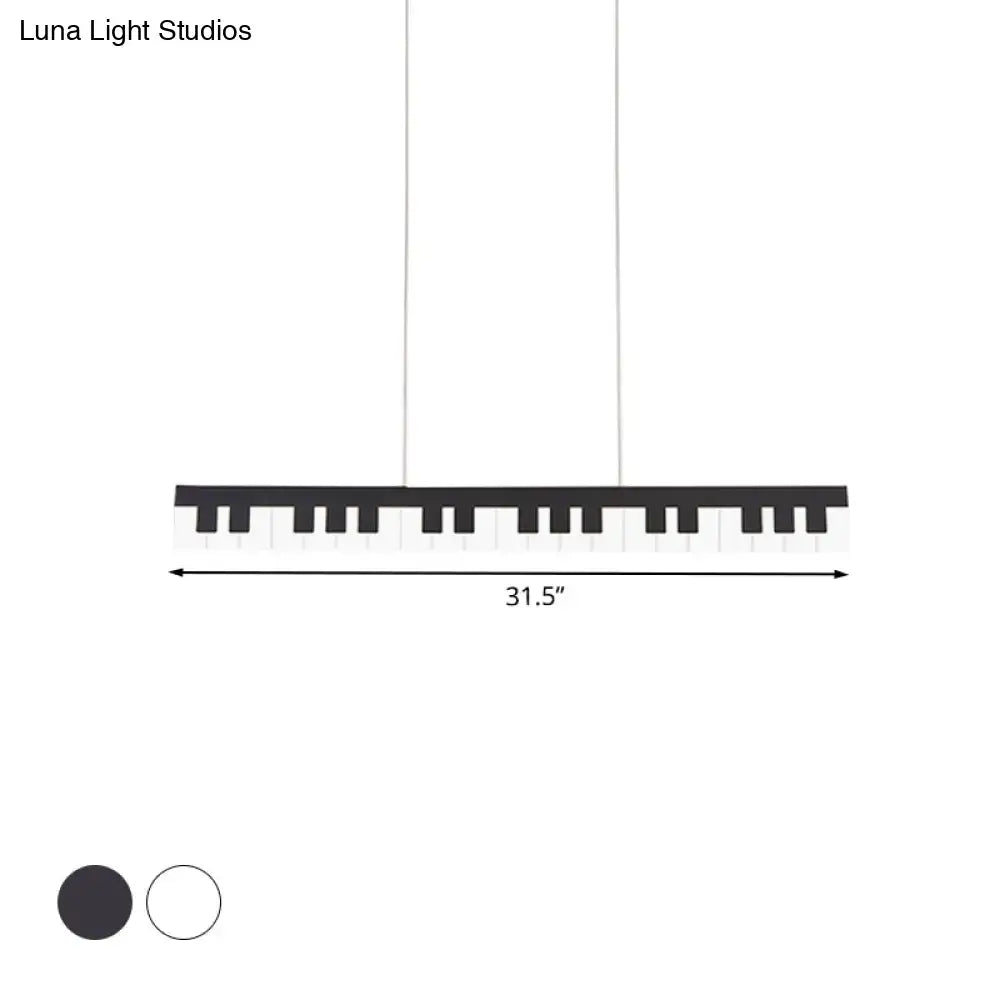 Modern black & white acrylic piano key chandelier – kids bedroom light
