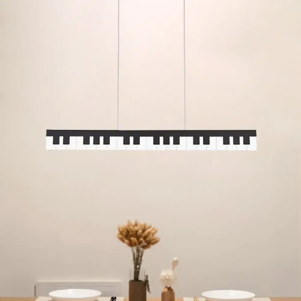 Modern black & white acrylic piano key chandelier – kids bedroom light